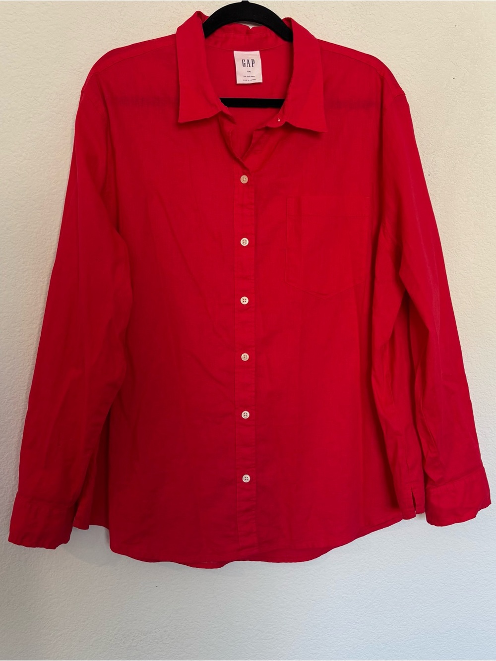 Gap The Easy Shirt Oversized Linen Blend Red - Picture 3 of 6
